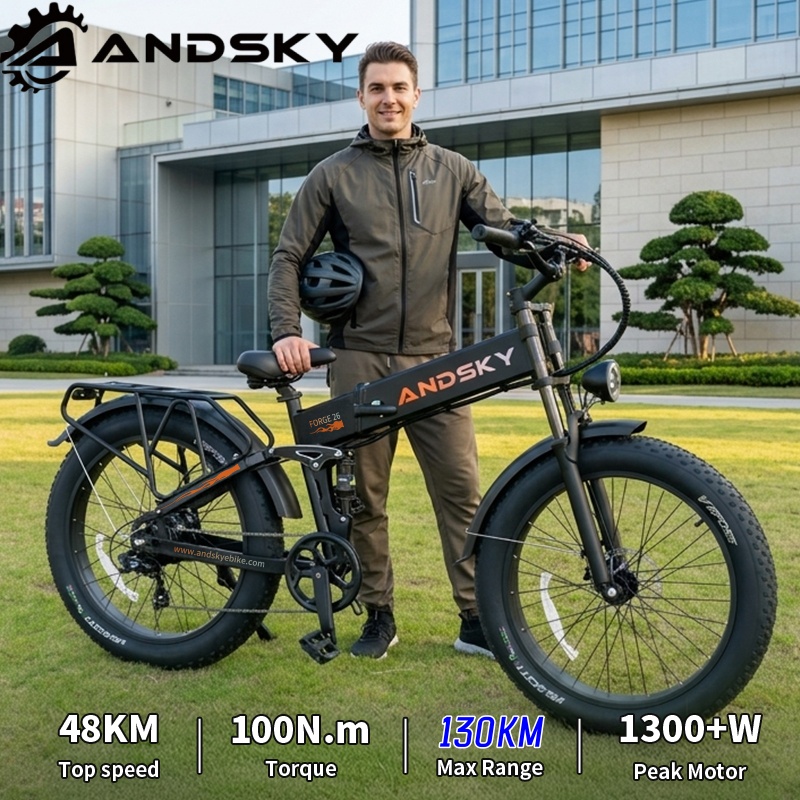Commuting On Mountain Bike - ANDSKY Forge 26 Składany Rower Elektryczny