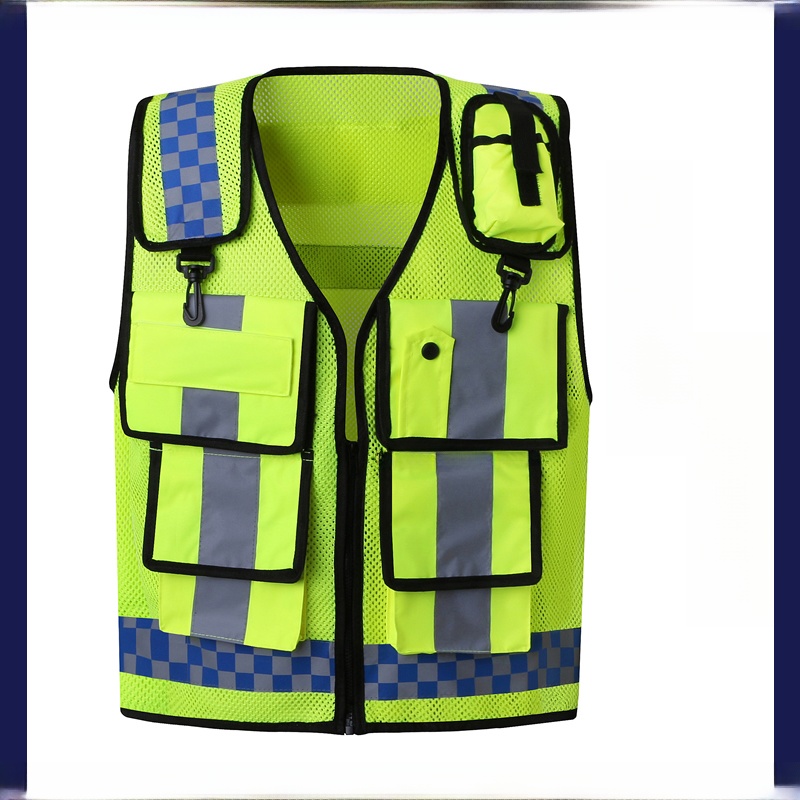 Reflective Vest Cycling - Kamizelka odblaskowa z wielofunkcyjnymi kieszeniami, siatkowa,